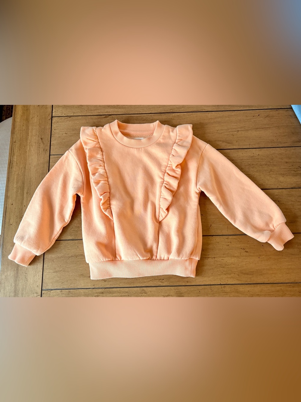 EUC Tucker + Tate Peach Ruffle Sweatshirt Girls 3T